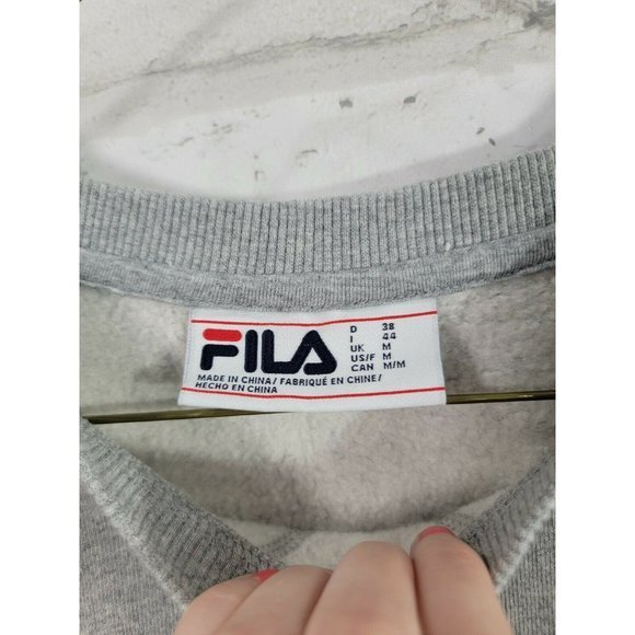 Vintage 90s FILA Size Medium Sweatshirt‎ Embroidery Logo Pullover Heather Gray - Picture 3 of 6